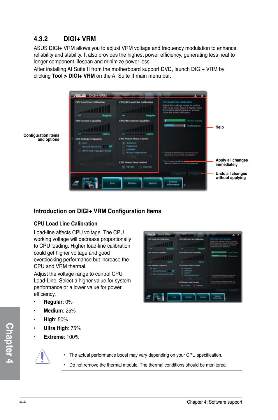 2 digi+ vrm, Digi+ vrm -4, Chapter 4 | Asus F1A75-V PRO User Manual | Page 96 / 124