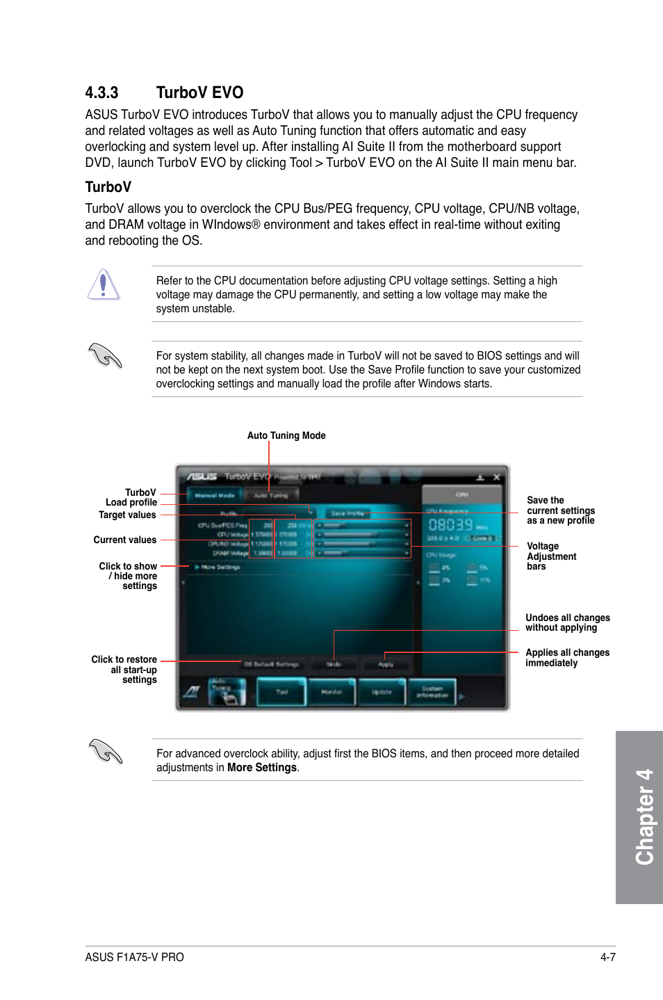 3 turbov evo, Turbov evo -7, Chapter 4 | Turbov | Asus F1A75-V PRO User Manual | Page 99 / 124