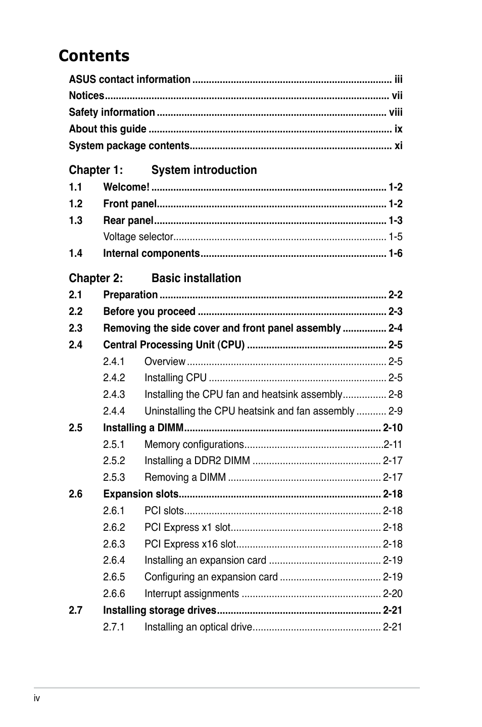 Asus V4-P5G43 User Manual | Page 4 / 110