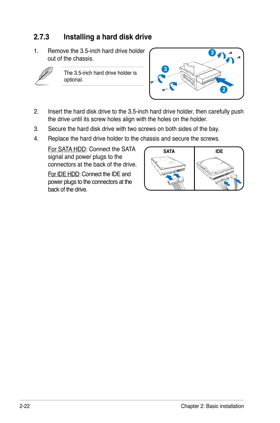 3 installing a hard disk drive | Asus V4-P5G43 User Manual | Page 40 / 110