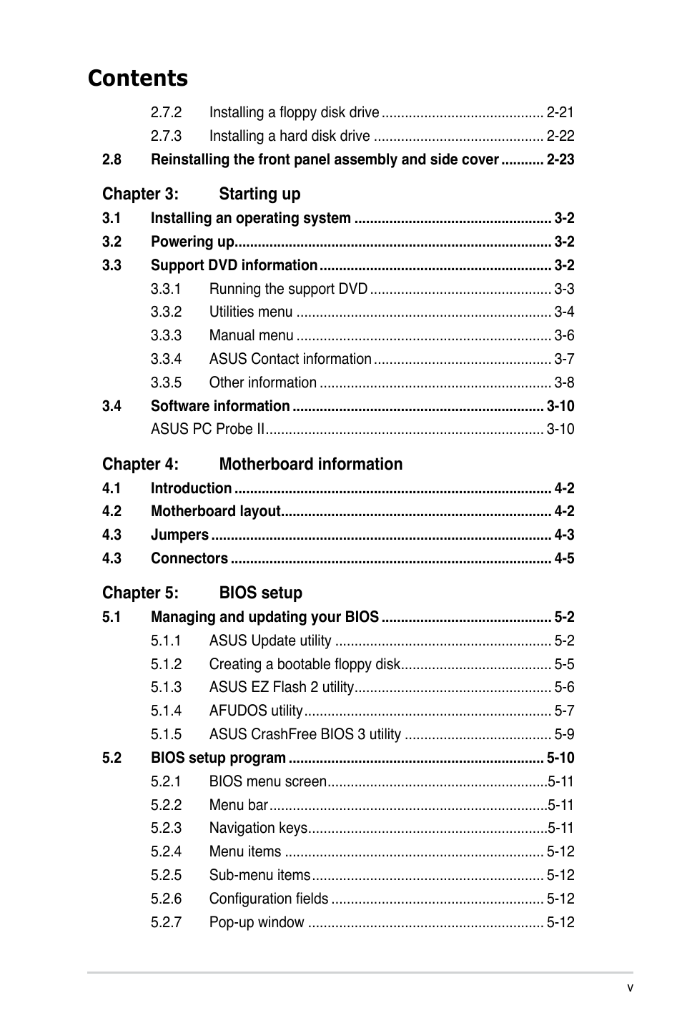 Asus V4-P5G43 User Manual | Page 5 / 110