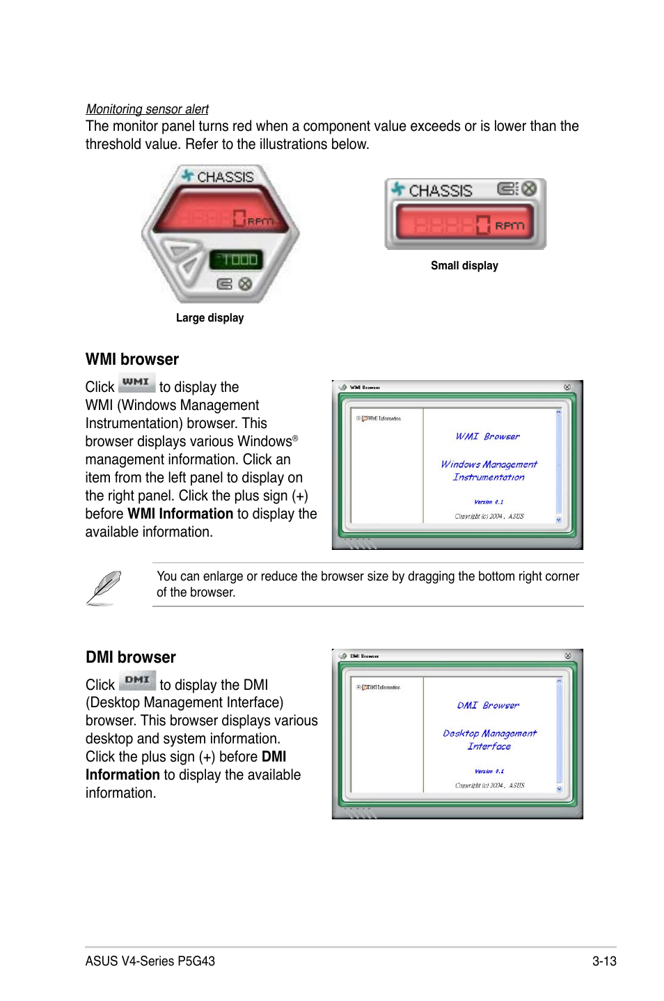 Wmi browser, Dmi browser | Asus V4-P5G43 User Manual | Page 55 / 110