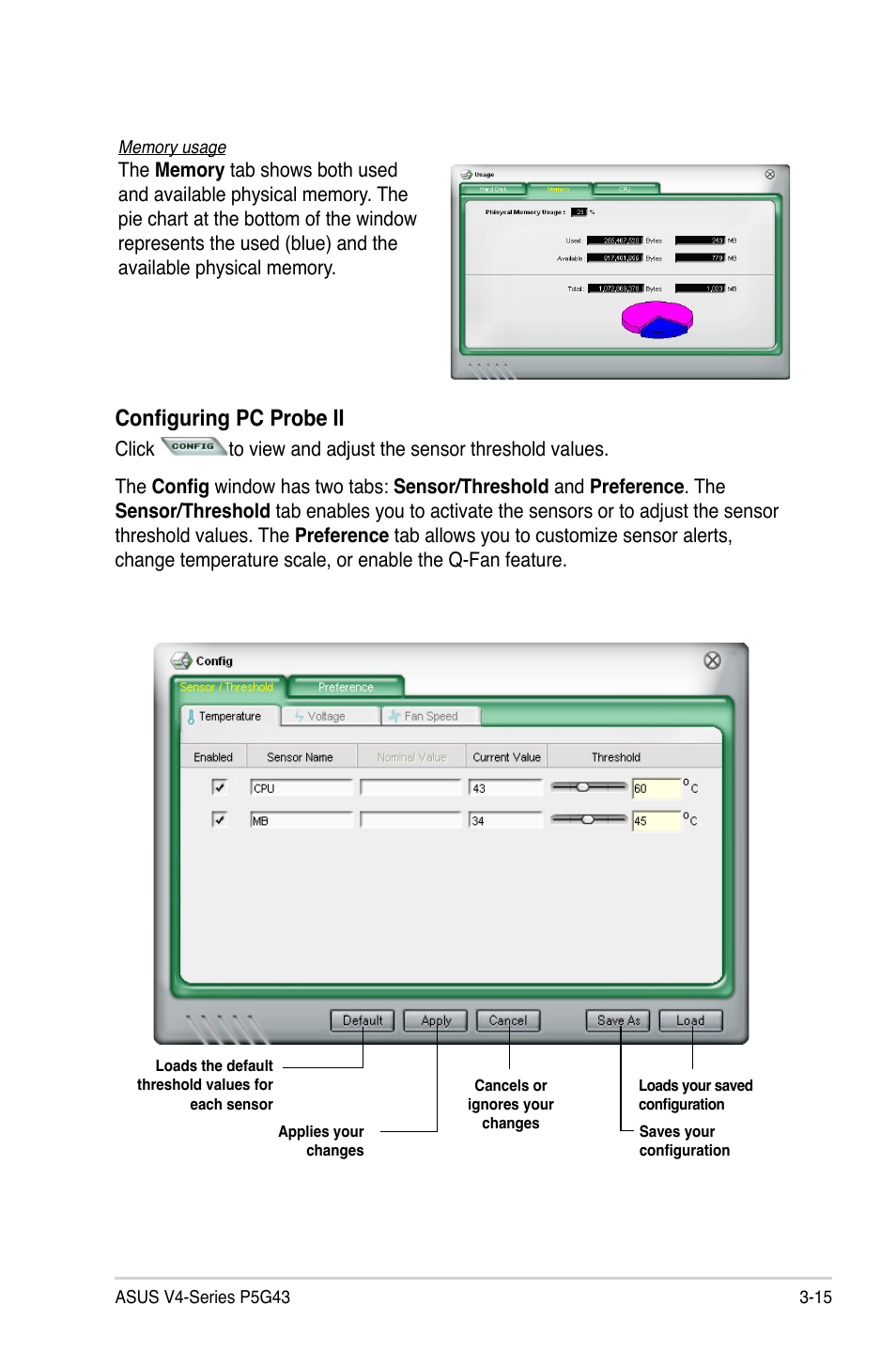 Configuring pc probe ii | Asus V4-P5G43 User Manual | Page 57 / 110