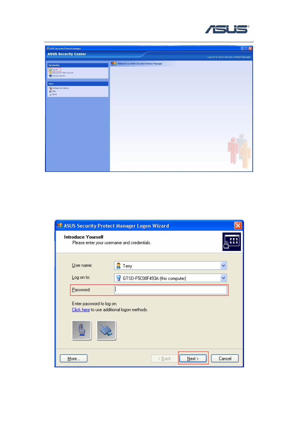 3 log on | Asus Security Protect Manager User Manual | Page 6 / 14