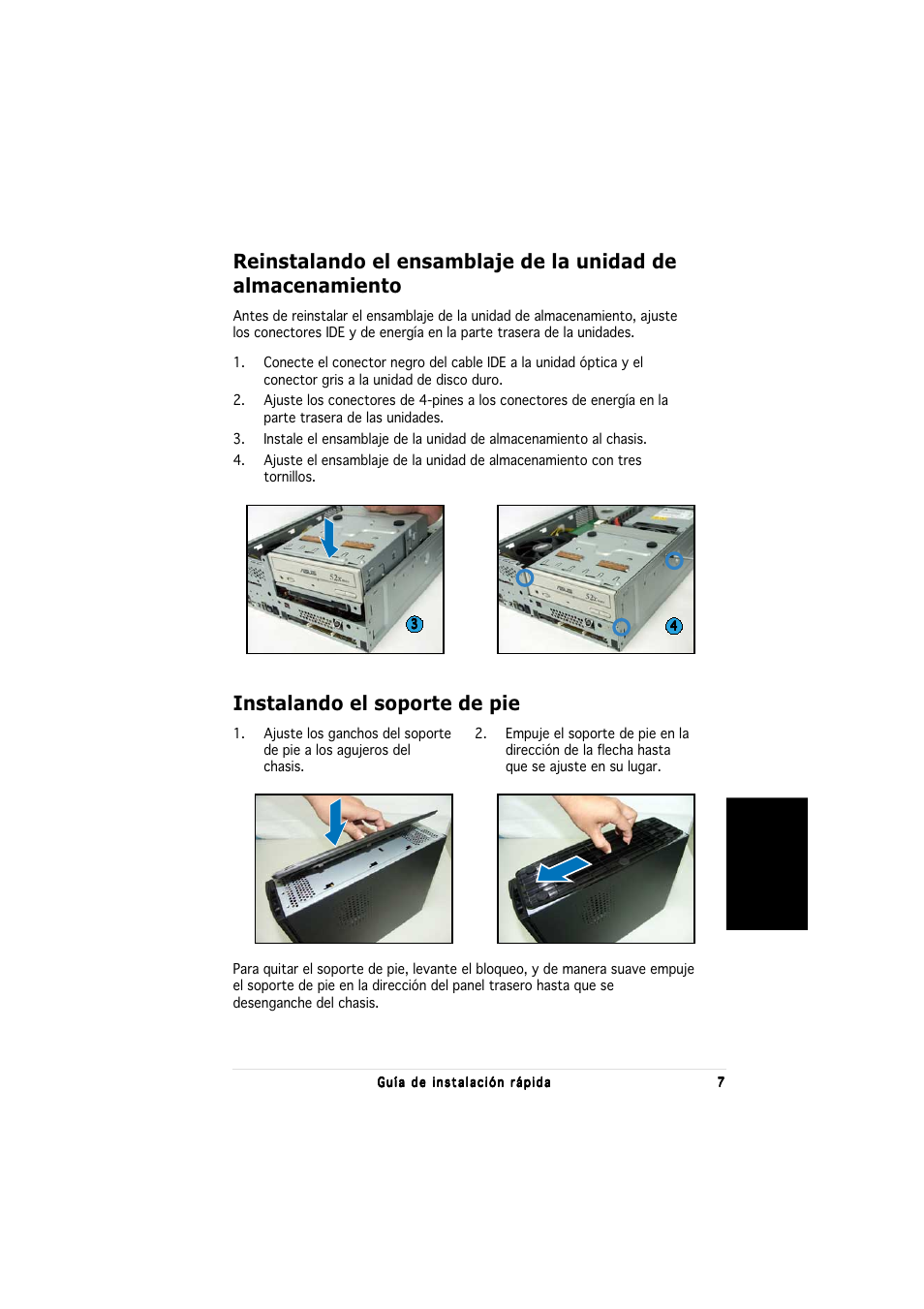 Instalando el soporte de pie, Espa ñ ol | Asus P1-PH1 User Manual | Page 39 / 80