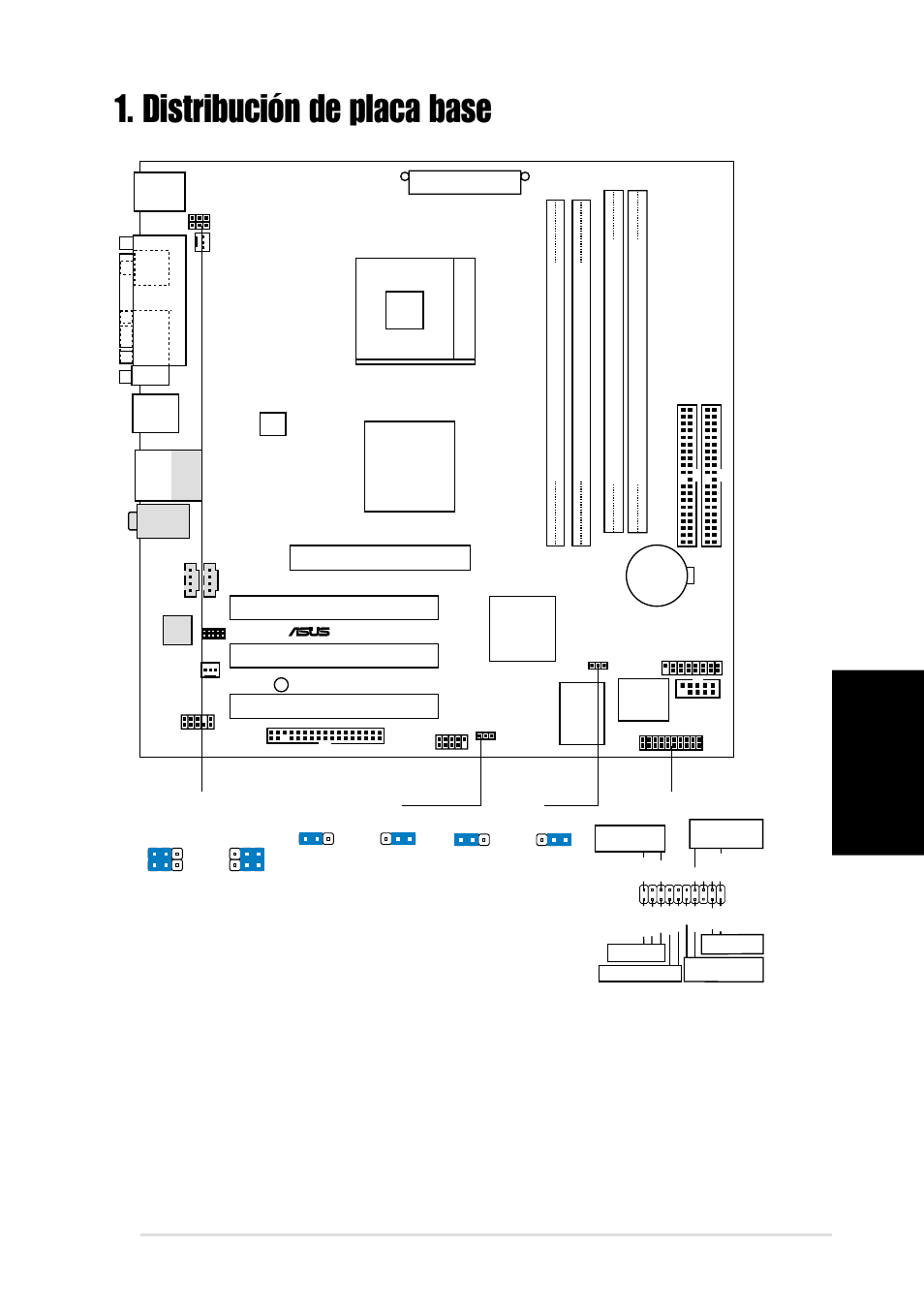 Distribución de placa base, Espa ñ ol, Placa base asus p4s533-mx | P4s533-mx, Super i/o, Pci slot 1, Pci slot 2 pci slot 3, Panel1, Sis962l mutlol media i/0, Socket 478 | Asus P4S533-MX User Manual | Page 11 / 16