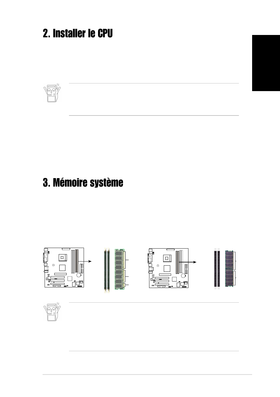 Mémoire système, Installer le cpu, Fran ç ais | Asus P4S533-MX User Manual | Page 3 / 16