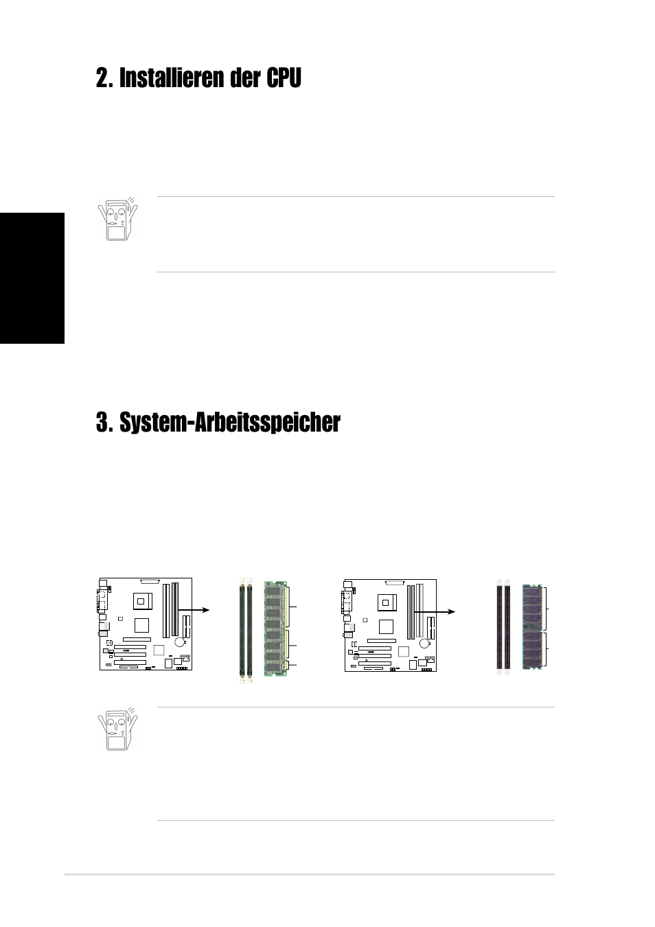 System-arbeitsspeicher, Installieren der cpu, Deutsch | Asus P4S533-MX User Manual | Page 6 / 16