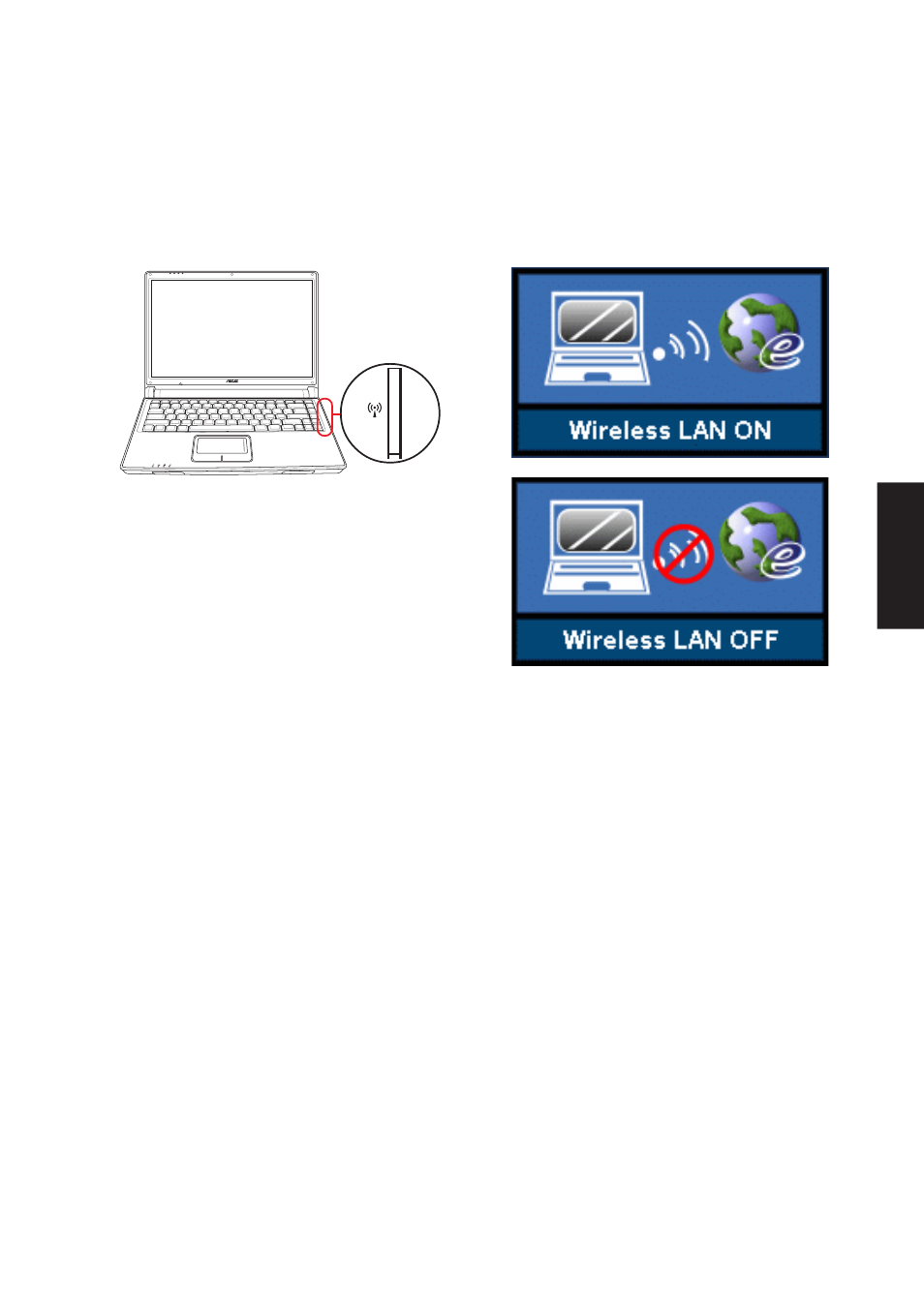 Turning wireless lan on or off | Asus W3Z User Manual | Page 103 / 106