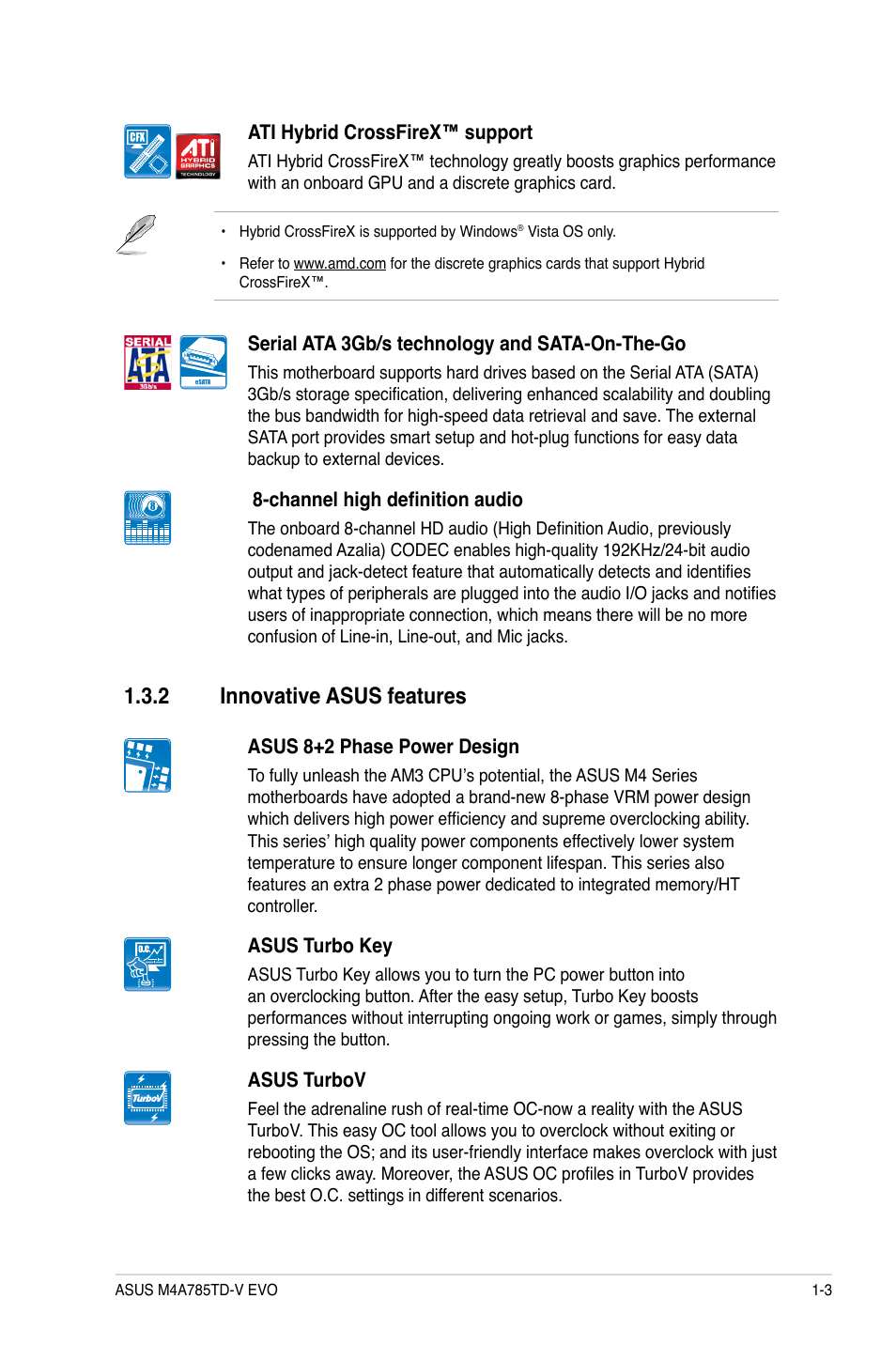 2 innovative asus features, Innovative asus features -3 | Asus M4A785TD-V EVO/U3S6 User Manual | Page 15 / 64