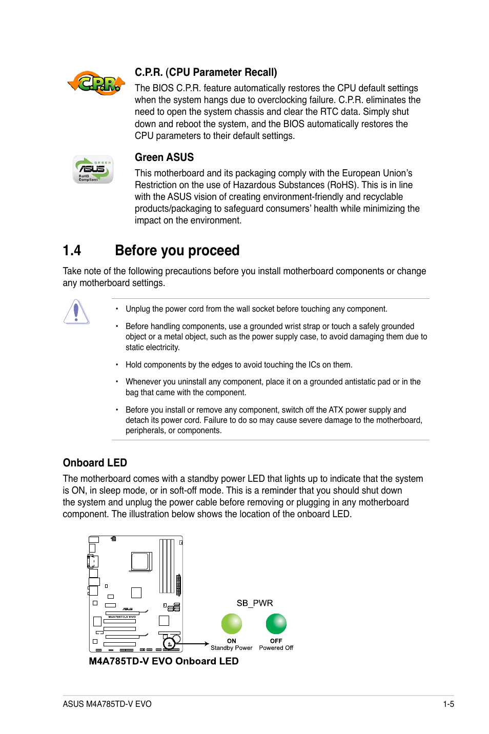 4 before you proceed, Before you proceed -5 | Asus M4A785TD-V EVO/U3S6 User Manual | Page 17 / 64