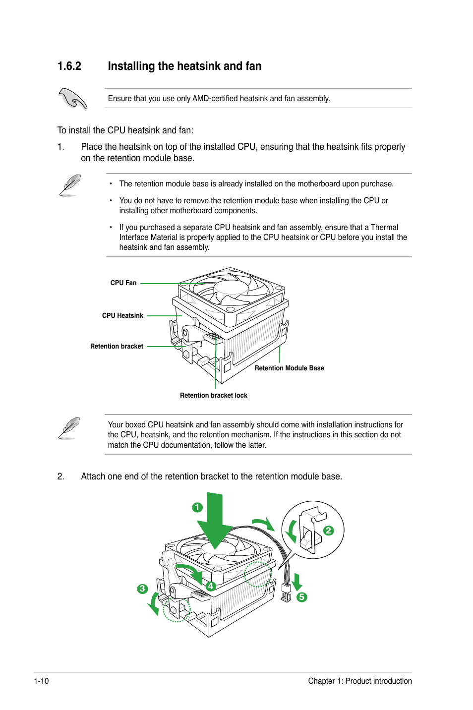 2 installing the heatsink and fan, Installing the heatsink and fan -10 | Asus M4A785TD-V EVO/U3S6 User Manual | Page 22 / 64