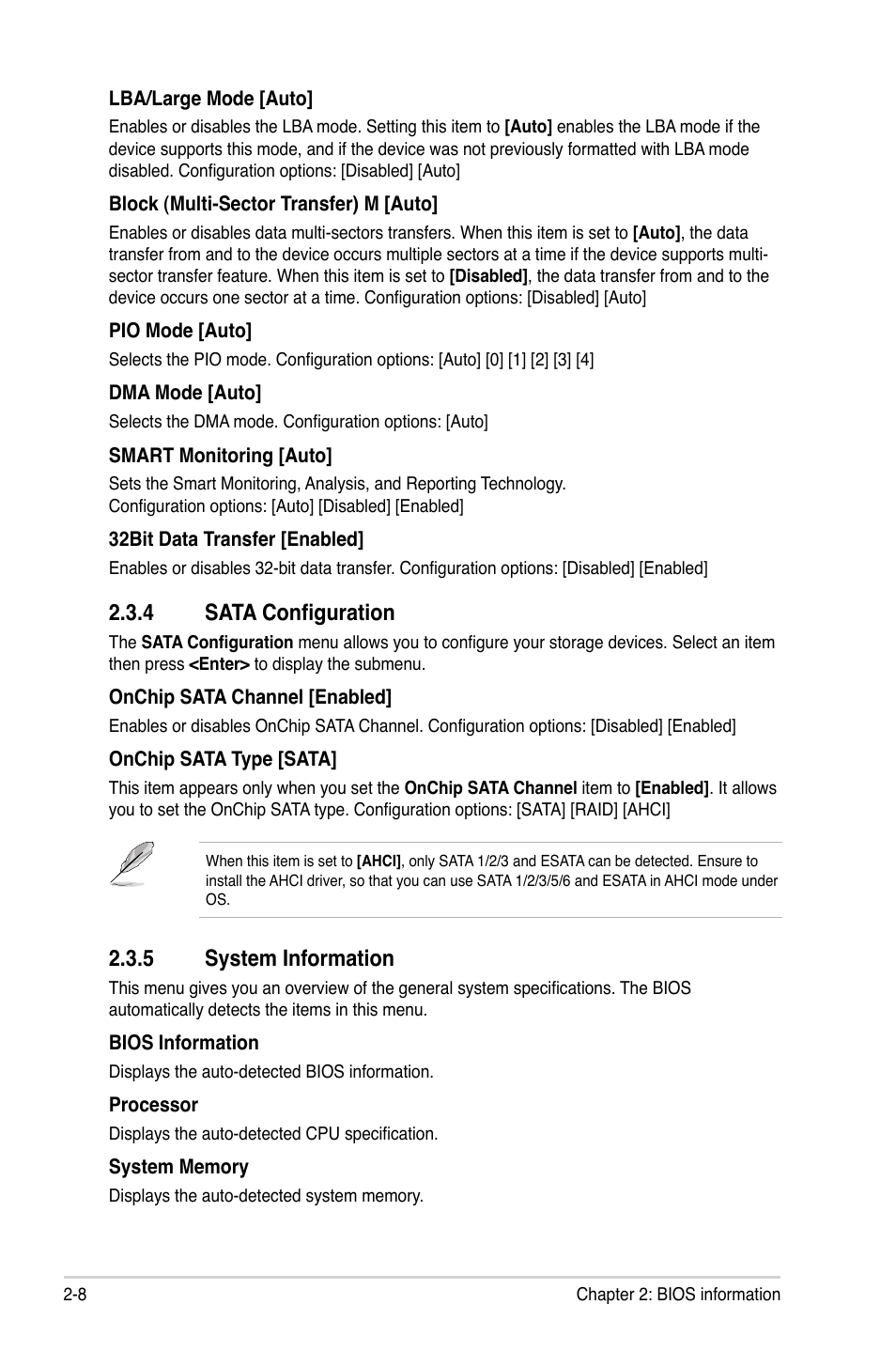 4 sata configuration, 5 system information, Sata configuration -8 | System information -8 | Asus M4A785TD-V EVO/U3S6 User Manual | Page 50 / 64