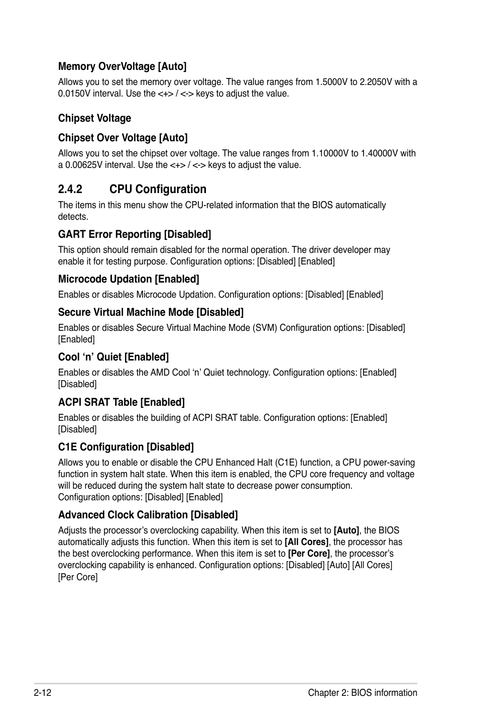 2 cpu configuration, Cpu configuration -12 | Asus M4A785TD-V EVO/U3S6 User Manual | Page 54 / 64
