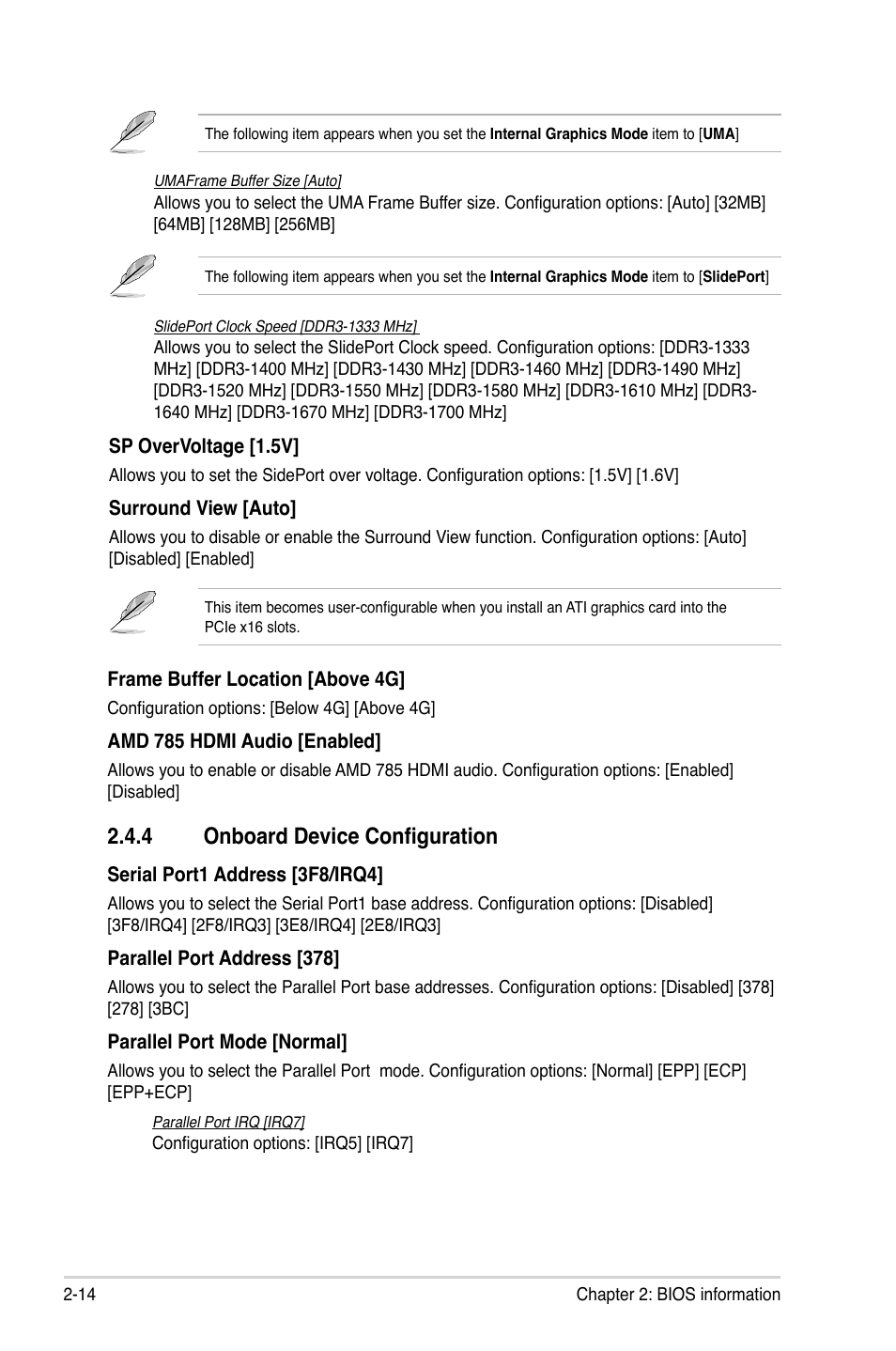 4 onboard device configuration, 4 onboard device configuration -14 | Asus M4A785TD-V EVO/U3S6 User Manual | Page 56 / 64