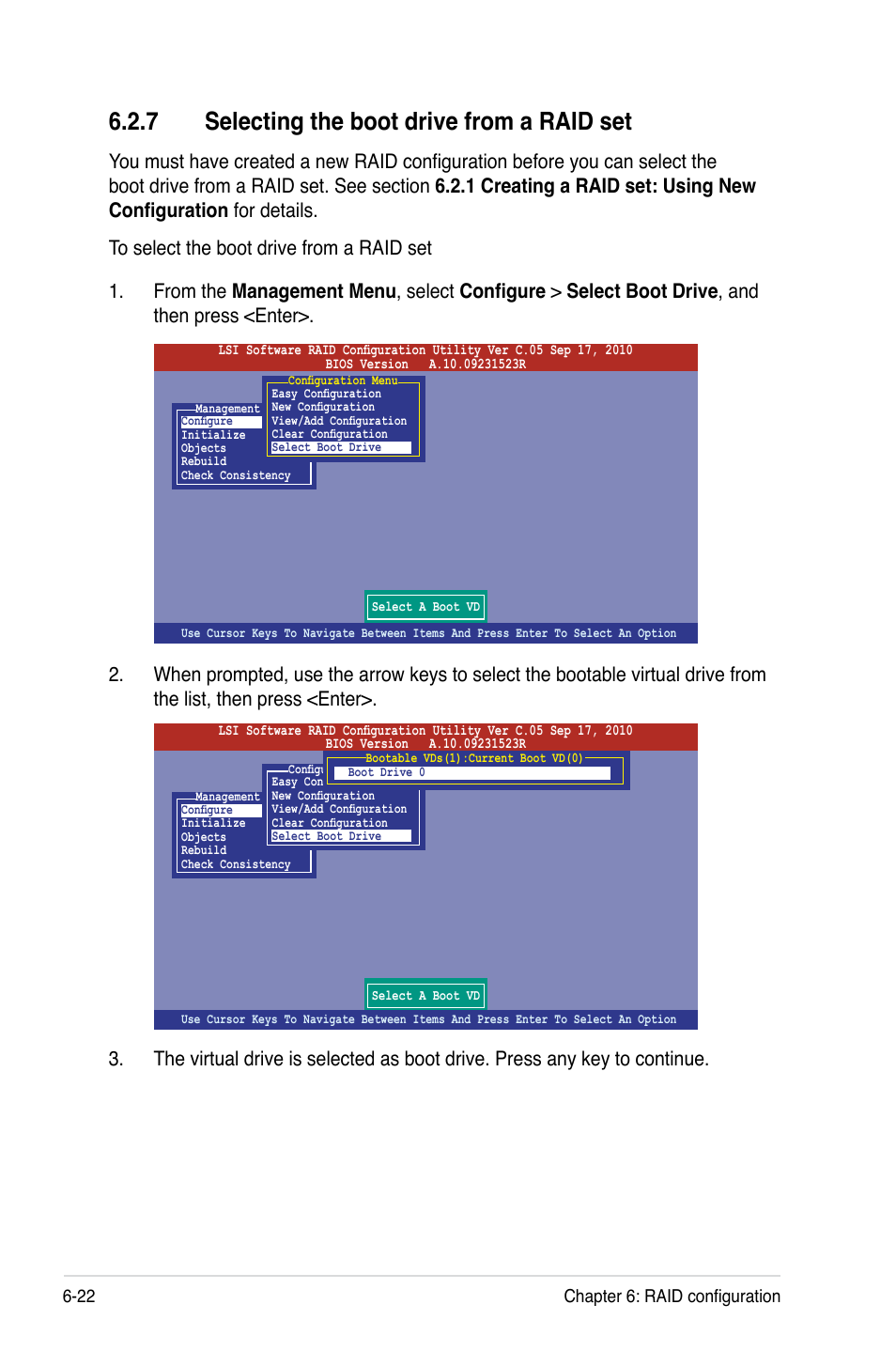 7 selecting the boot drive from a raid set | Asus RS720-E7/RS12 User Manual | Page 138 / 190