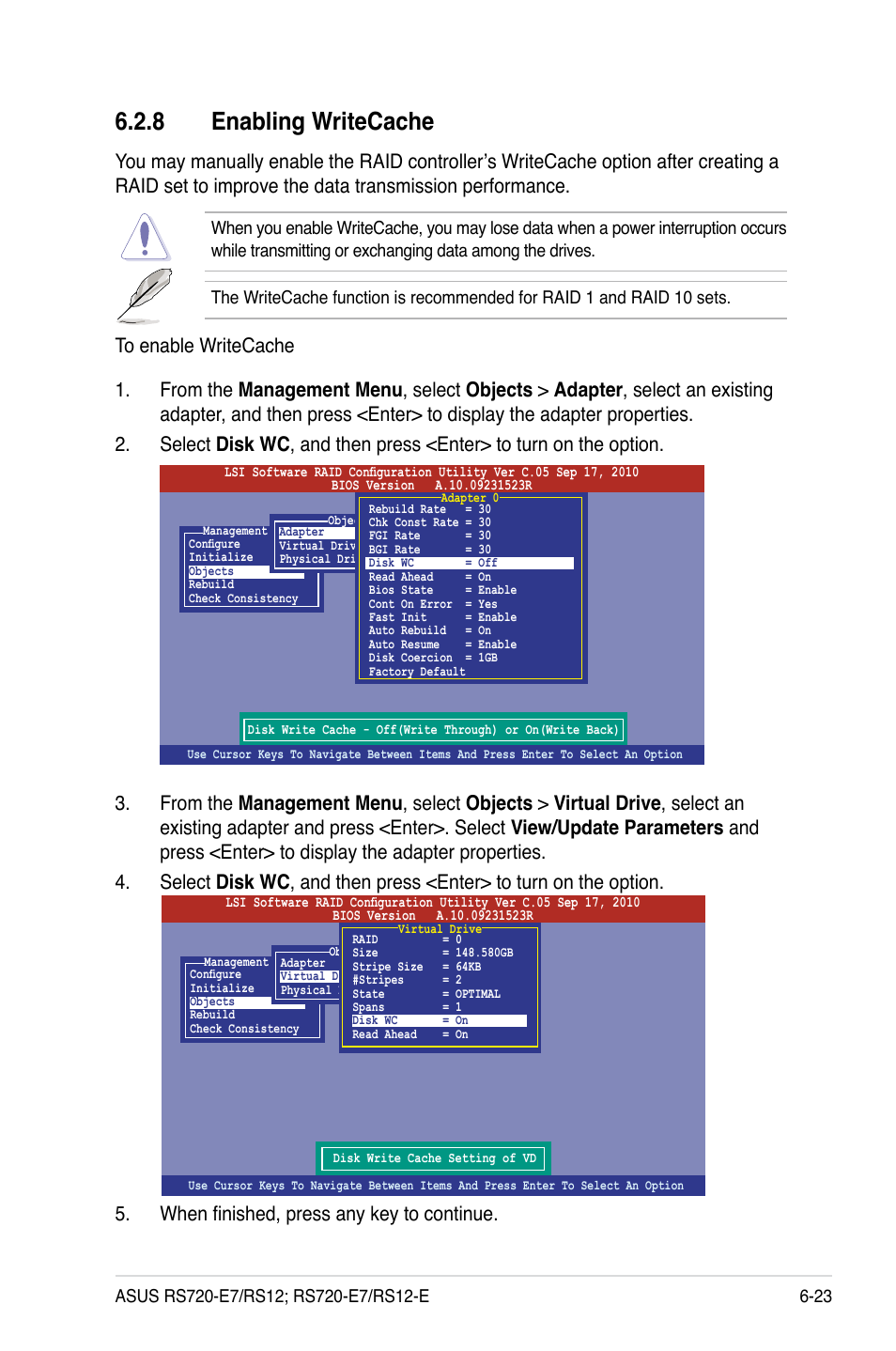 8 enabling writecache | Asus RS720-E7/RS12 User Manual | Page 139 / 190