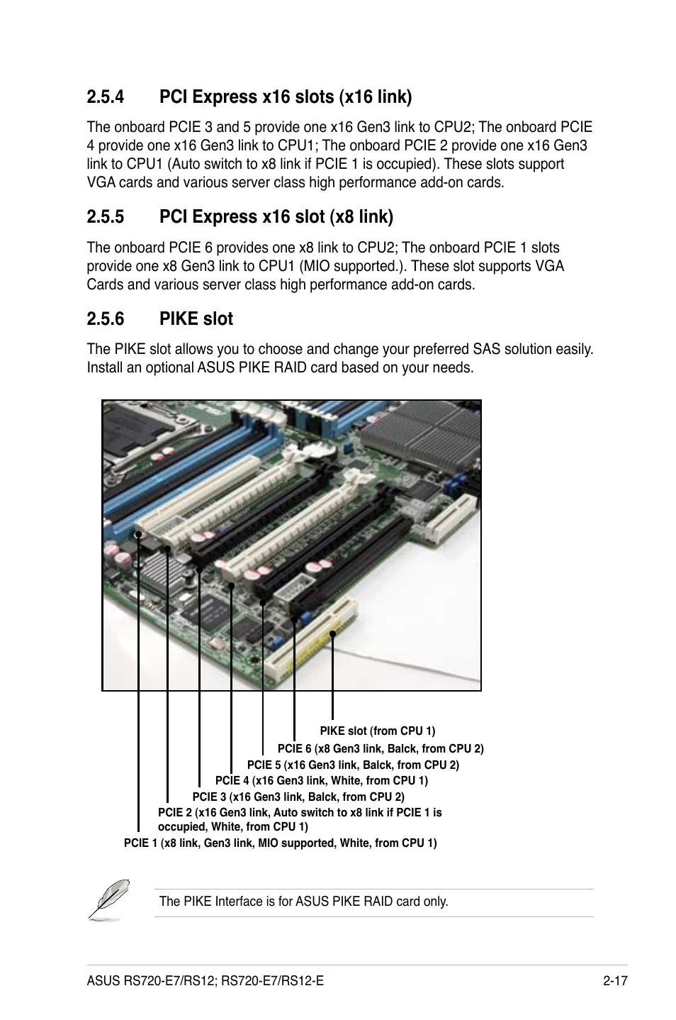 5 pci express x16 slot (x8 link), 6 pike slot | Asus RS720-E7/RS12 User Manual | Page 37 / 190