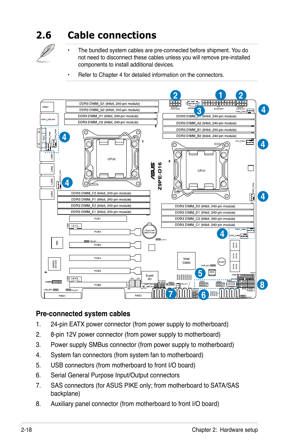 6 cable connections | Asus RS720-E7/RS12 User Manual | Page 38 / 190