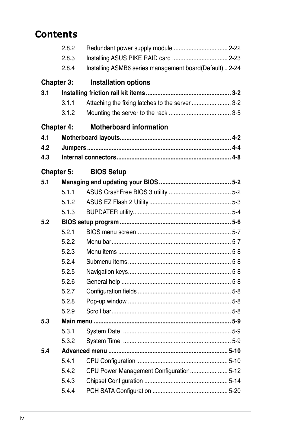 Asus RS720-E7/RS12 User Manual | Page 4 / 190