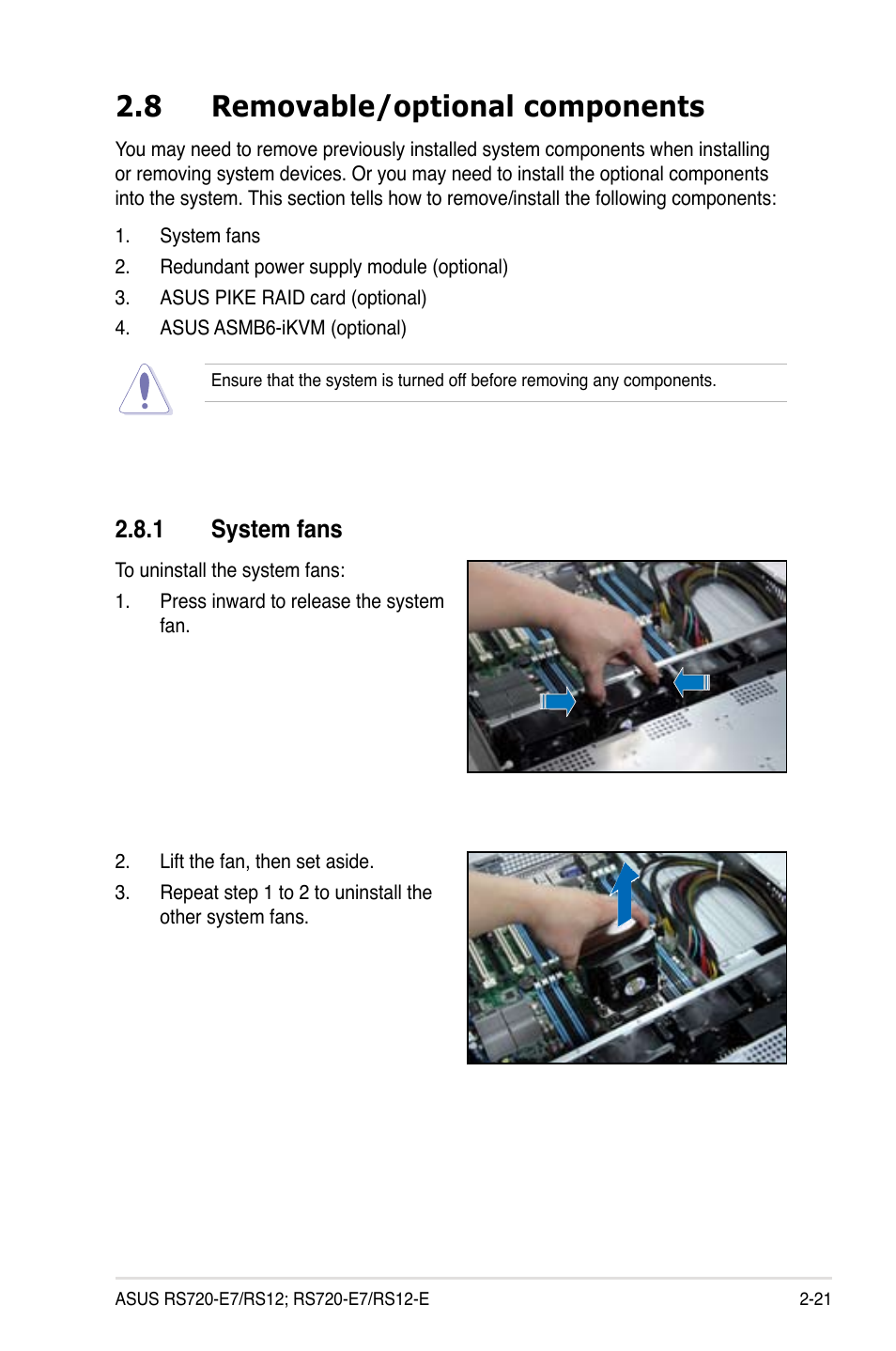 8 removable/optional components | Asus RS720-E7/RS12 User Manual | Page 41 / 190