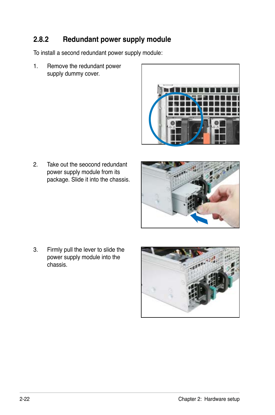 2 redundant power supply module | Asus RS720-E7/RS12 User Manual | Page 42 / 190