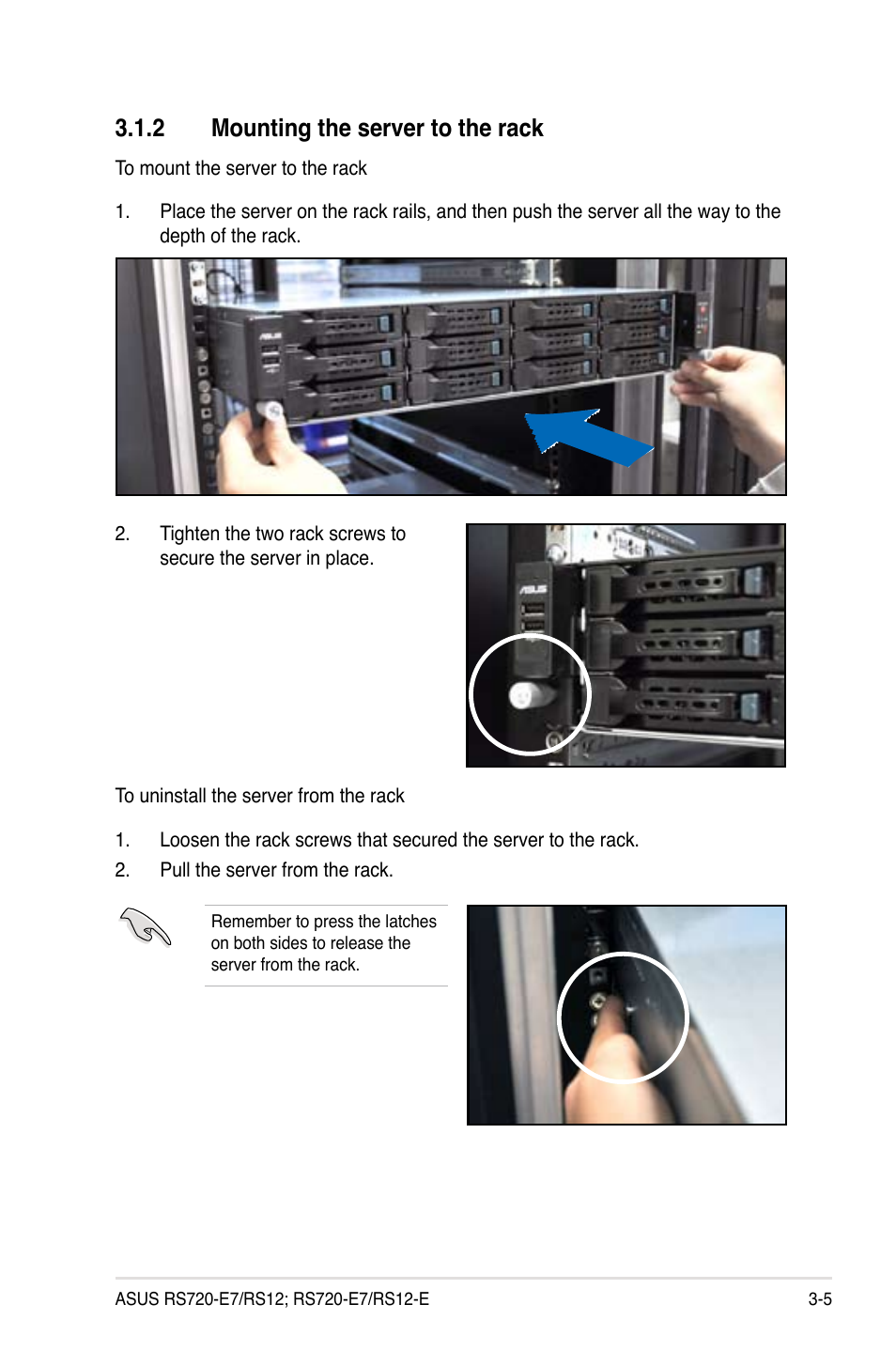 2 mounting the server to the rack | Asus RS720-E7/RS12 User Manual | Page 51 / 190