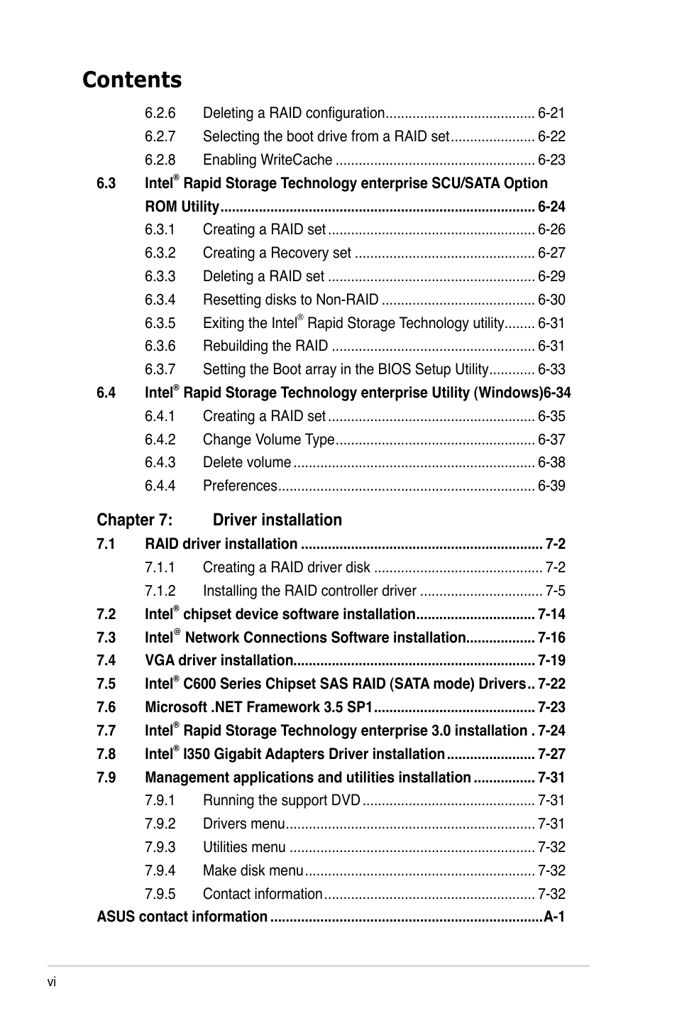 Asus RS720-E7/RS12 User Manual | Page 6 / 190