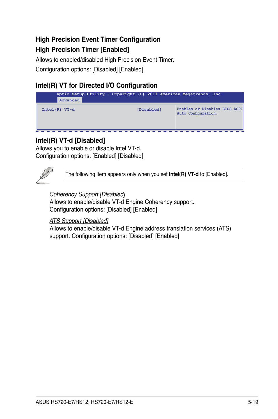 Intel(r) vt-d [disabled, Intel(r) vt for directed i/o configuration | Asus RS720-E7/RS12 User Manual | Page 87 / 190