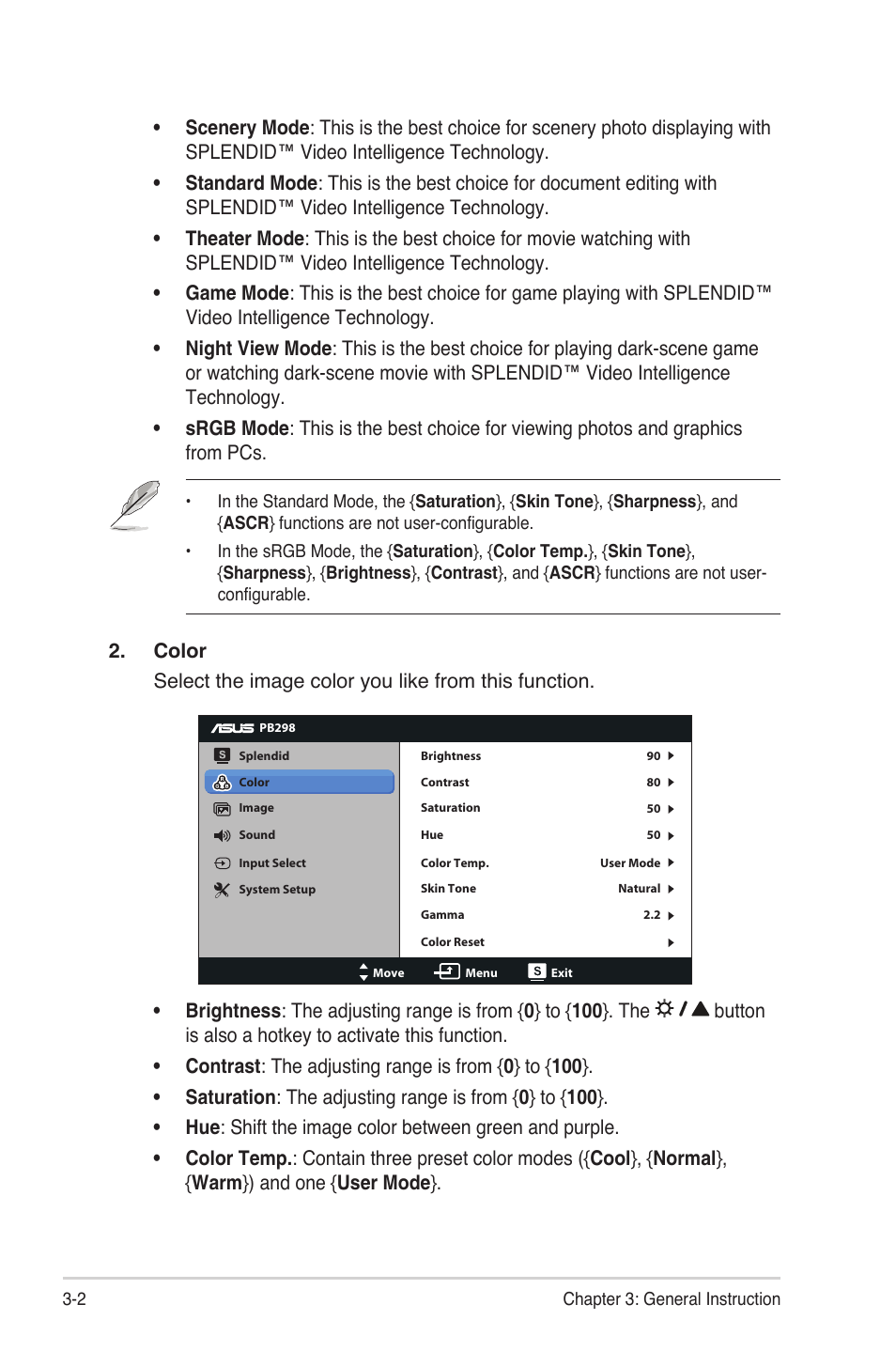 Asus PB298Q User Manual | Page 16 / 22