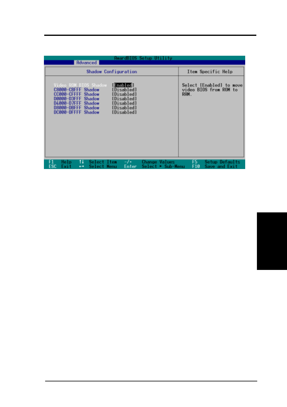 Bios setup, 4 shadow configuration | Asus A7N266 User Manual | Page 69 / 104