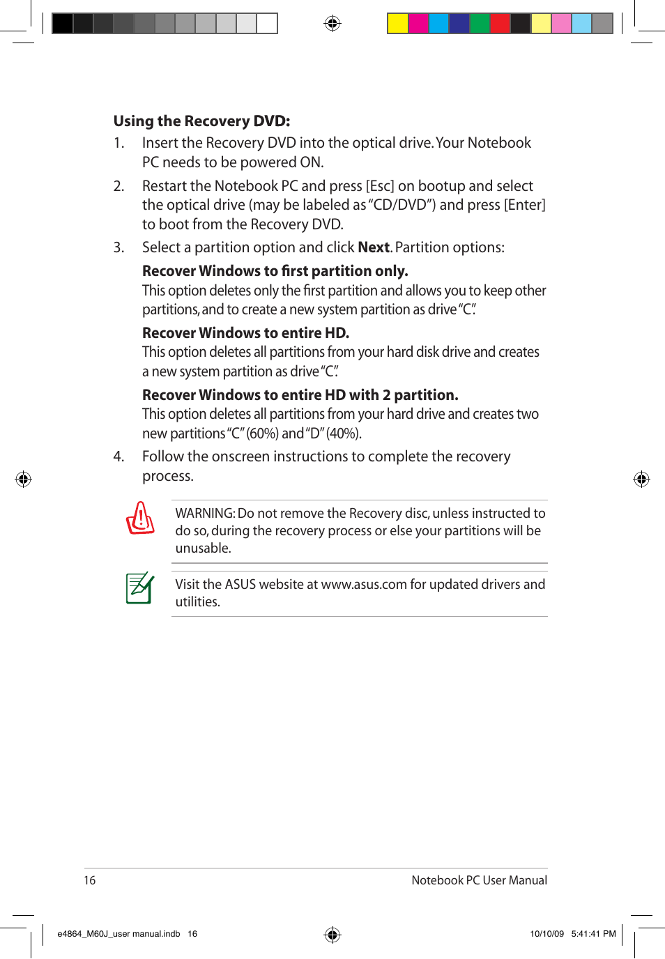 Asus M60J User Manual | Page 18 / 28