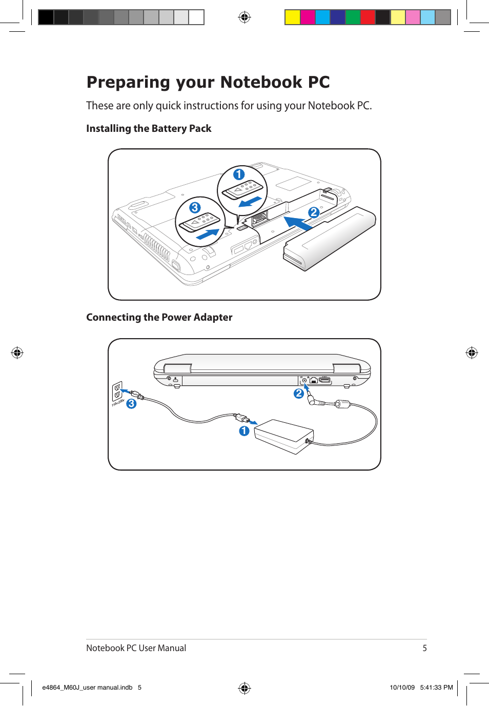 Preparing your notebook pc | Asus M60J User Manual | Page 7 / 28