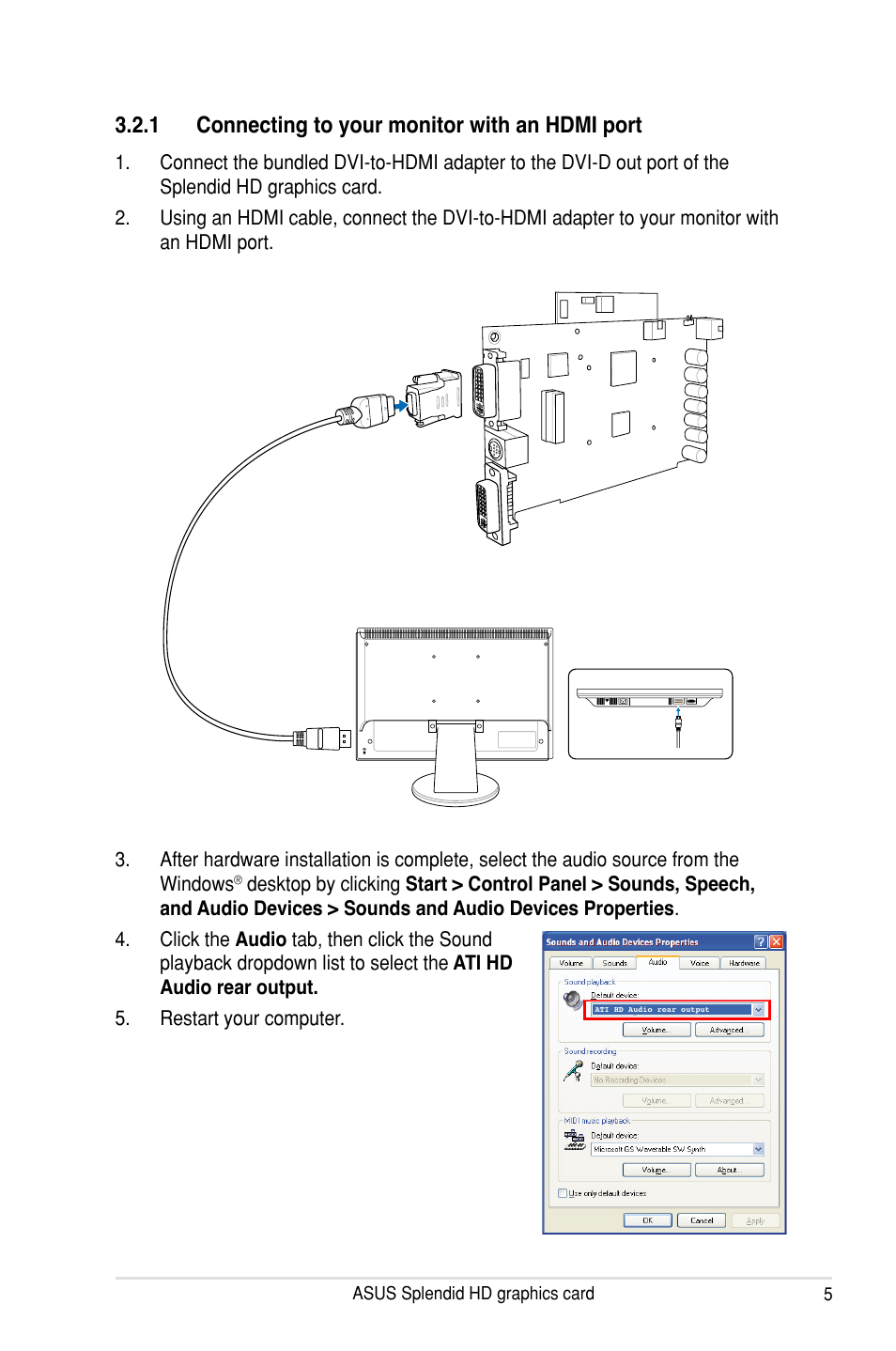 1 connecting to your monitor with an hdmi port | Asus MA3850 Series User Manual | Page 11 / 62