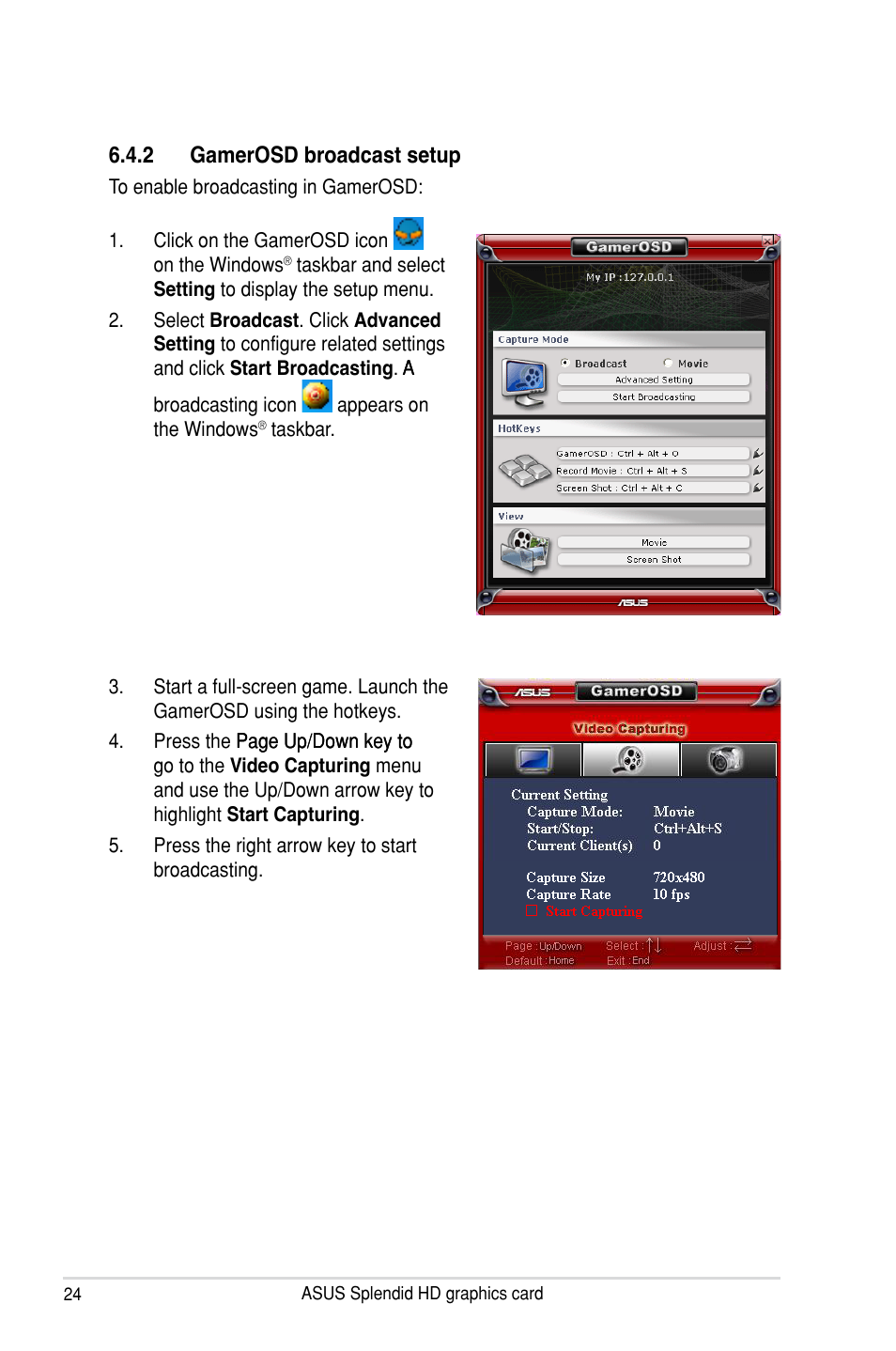 2 gamerosd broadcast setup | Asus MA3850 Series User Manual | Page 30 / 62