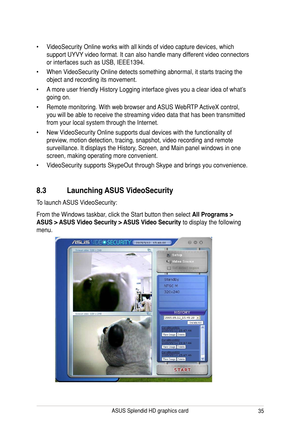 3 launching asus videosecurity, Launching asus videosecurity | Asus MA3850 Series User Manual | Page 41 / 62