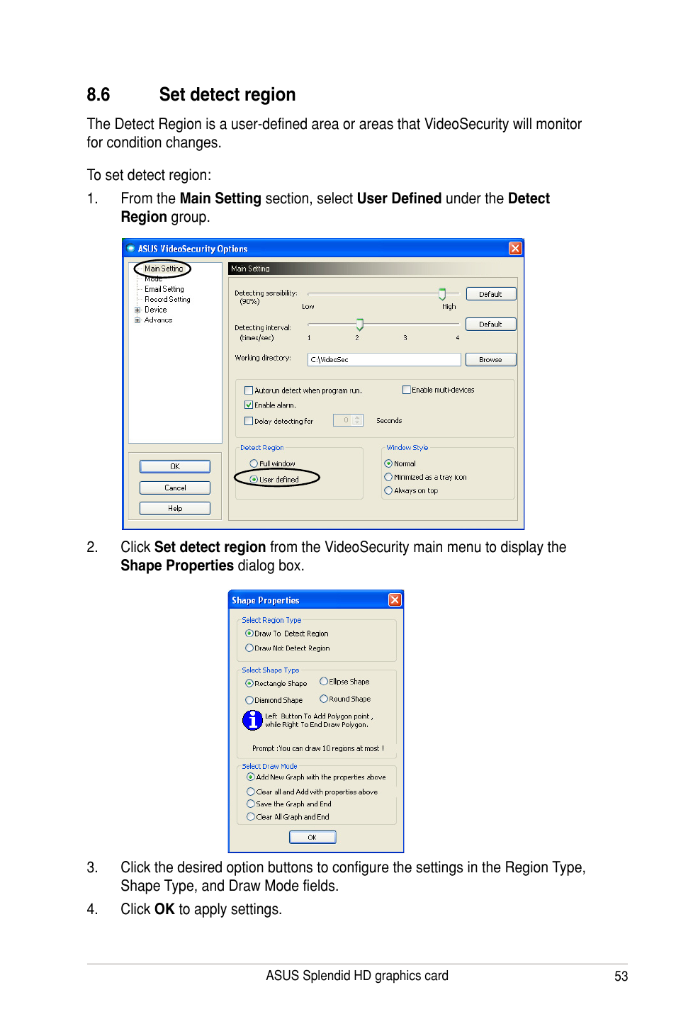 6 set detect region, Set detect region | Asus MA3850 Series User Manual | Page 59 / 62