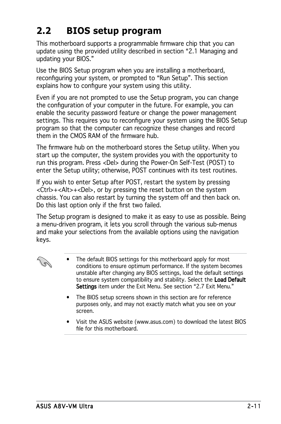 2 bios setup program | Asus A8V-VM Ultra User Manual | Page 53 / 86