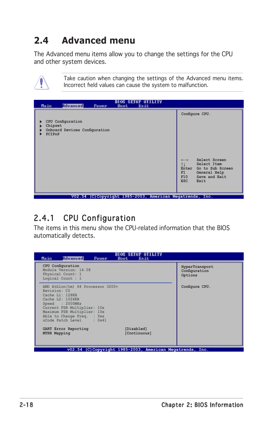 4 advanced menu, 1 cpu configuration | Asus A8V-VM Ultra User Manual | Page 60 / 86