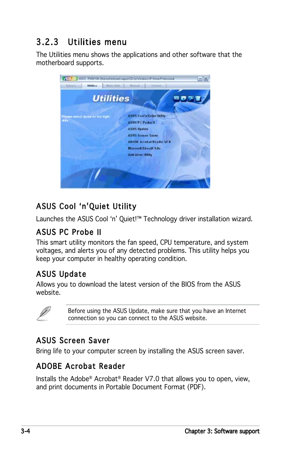 3 utilities menu | Asus A8V-VM Ultra User Manual | Page 84 / 86