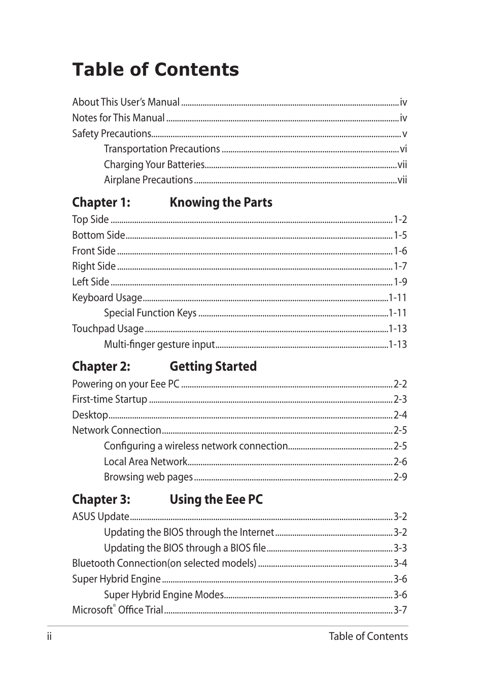Asus Eee PC 1201HAB User Manual | Page 2 / 60