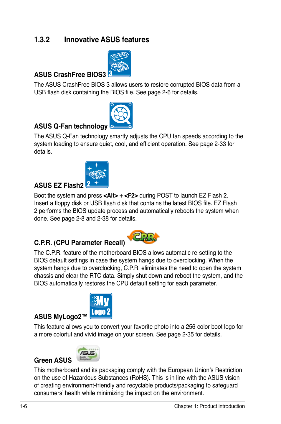 2 innovative asus features, Innovative asus features -6 | Asus M3A78-CM User Manual | Page 18 / 96