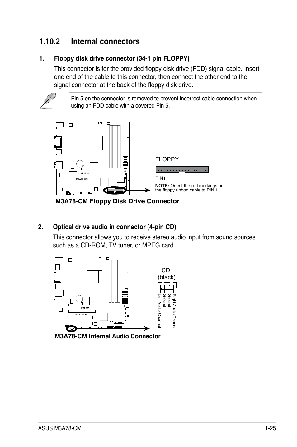 2 internal connectors, 2 internal connectors -25 | Asus M3A78-CM User Manual | Page 37 / 96