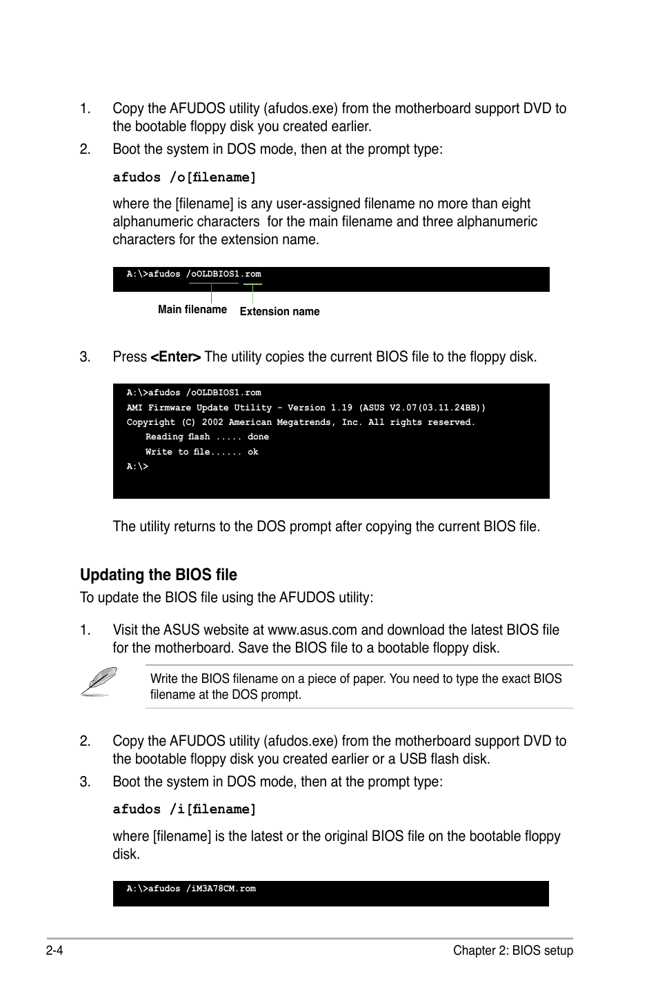 Updating the bios file | Asus M3A78-CM User Manual | Page 50 / 96