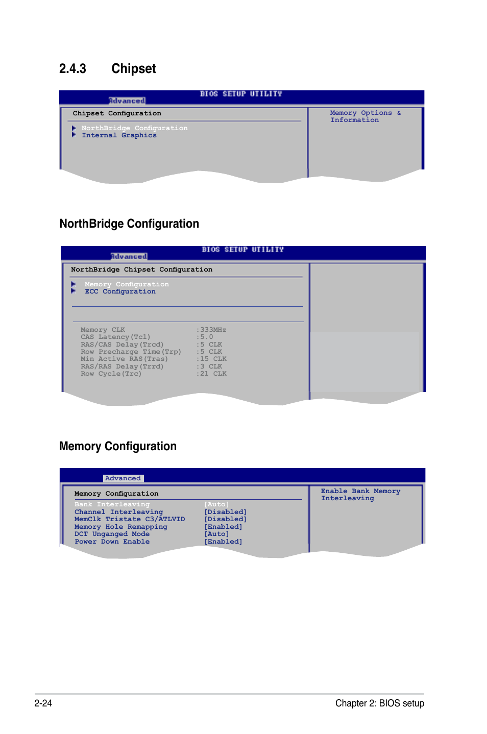 3 chipset, Chipset -24, Northbridge configuration | 24 chapter 2: bios setup | Asus M3A78-CM User Manual | Page 70 / 96