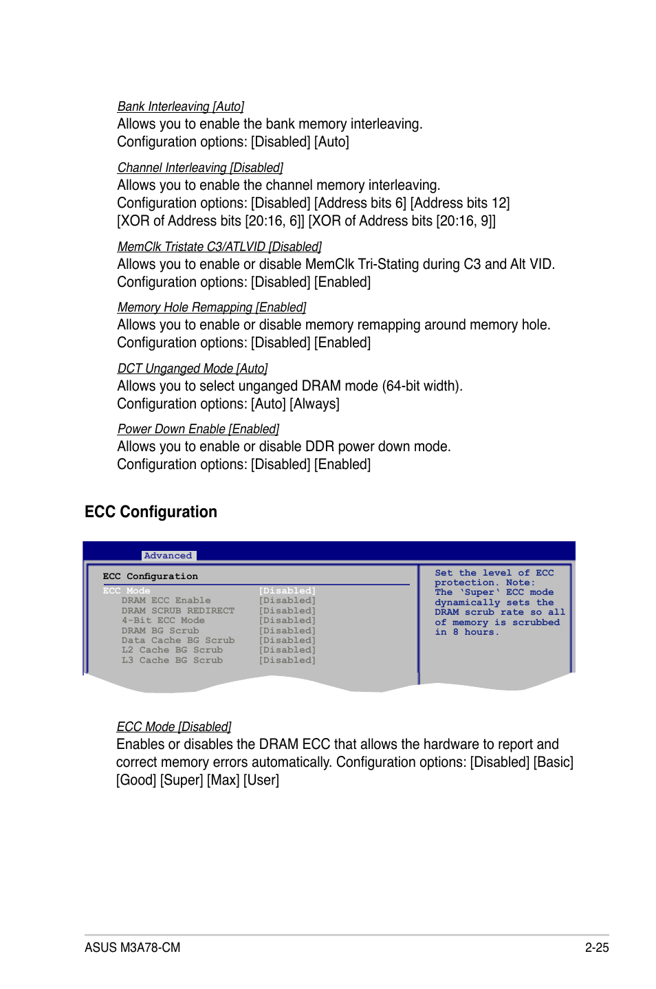 Ecc configuration | Asus M3A78-CM User Manual | Page 71 / 96