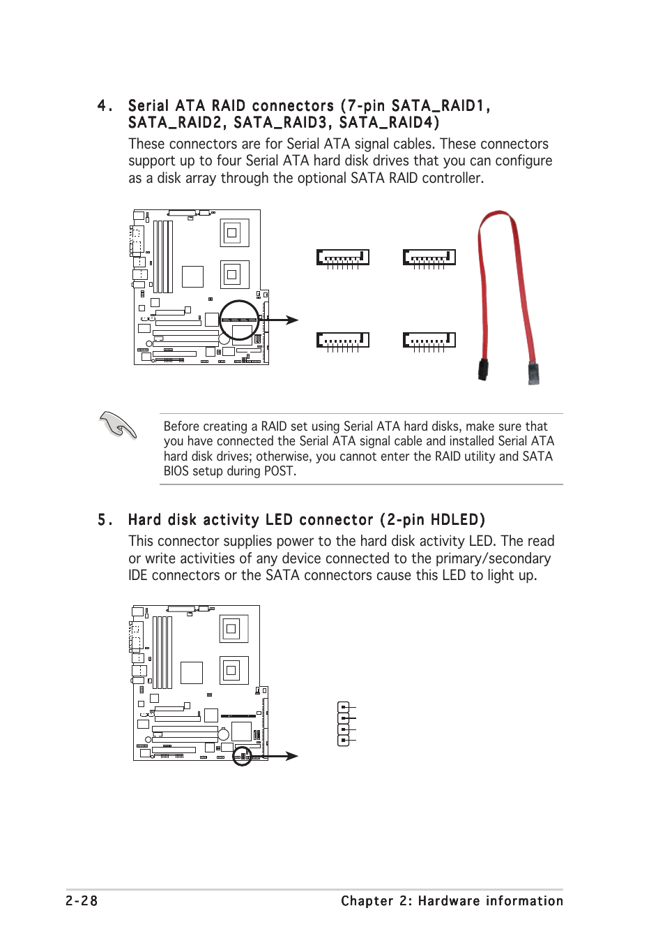 Sata_raid1, Nct-d scsi/sata card activity led connector hdled | Asus NCT-D User Manual | Page 50 / 112