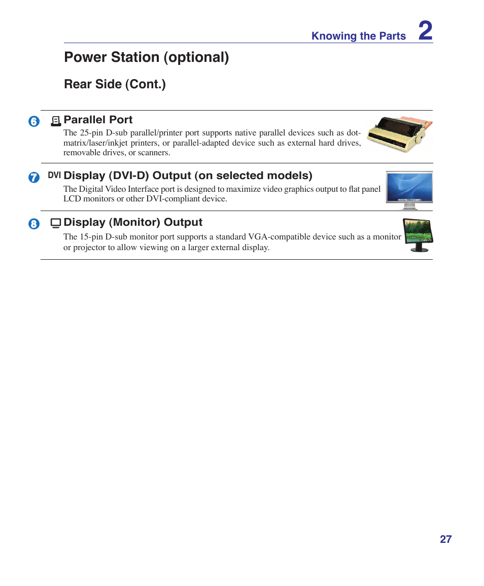 Power station (optional) | Asus VX2 User Manual | Page 27 / 95