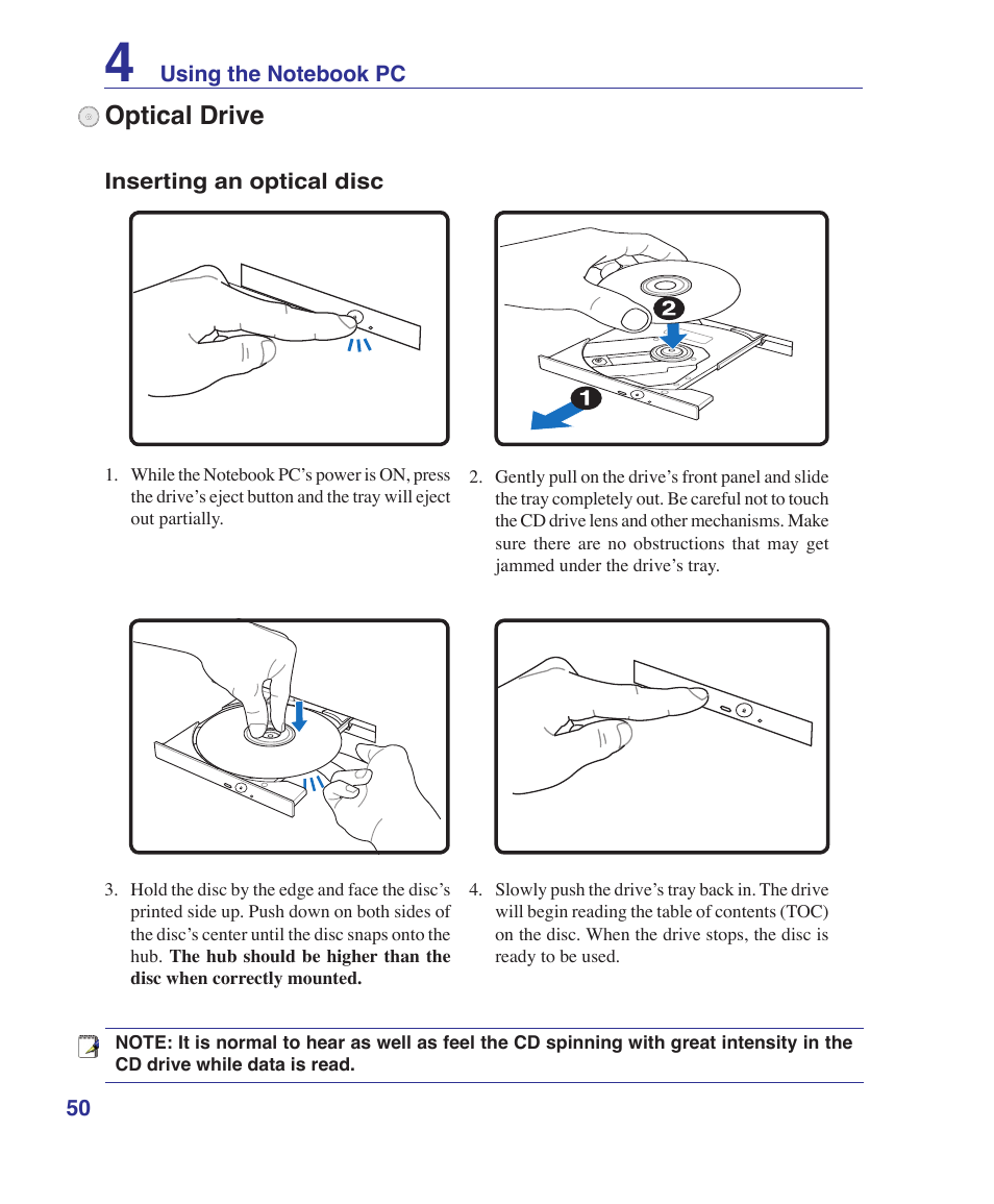 Optical drive | Asus VX2 User Manual | Page 50 / 95