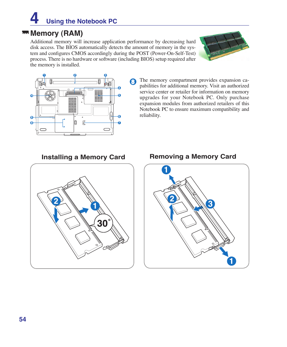 Memory (ram) | Asus VX2 User Manual | Page 54 / 95